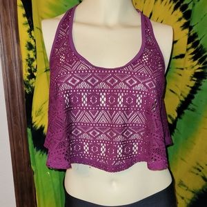 Crochet style crop tank top
